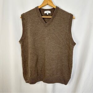 Turnbury 100% Extra Fine Merino‎ Wool Sweater Vest Mens 2XT V-neck Brown